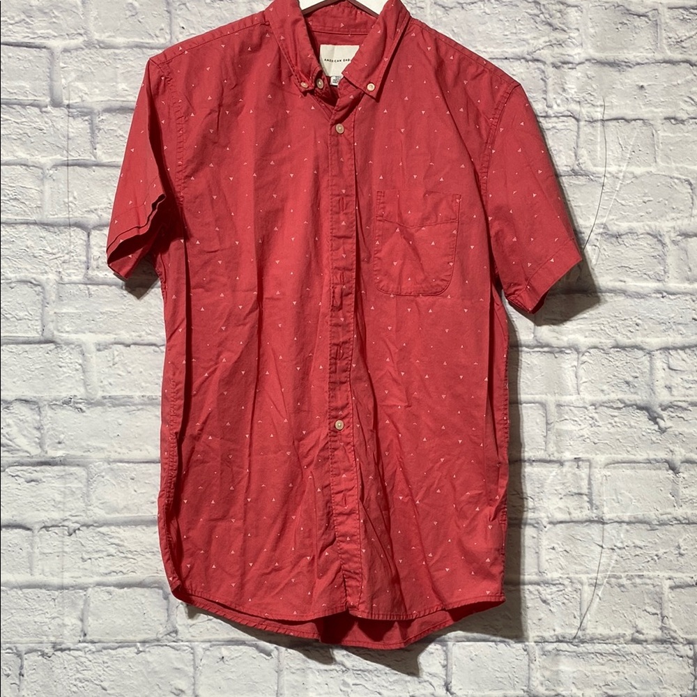 American Eagle Outfitters Red Casual Button-Down Shirt